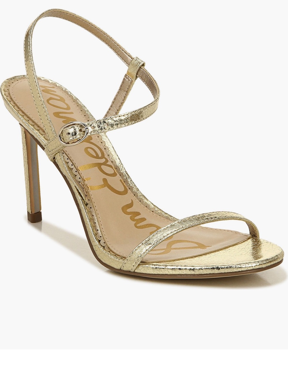 Sam Edelman Metallic Gold Open-Toe Ankle Strap Heels - Picture 5 of 5